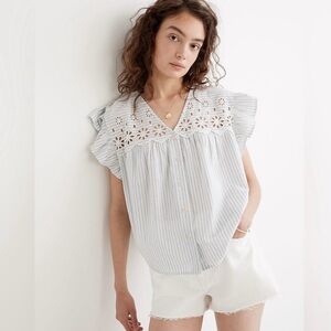 Madewell Stripped Eyelet Blouse Floral